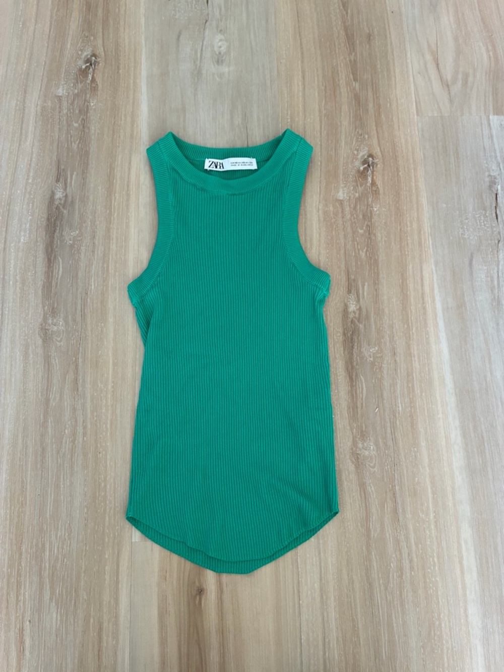 Zara Emerald Ribbed Muscle Tank